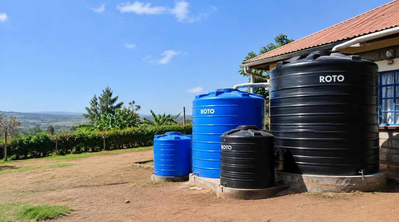 Water tanks at a Kenyan home